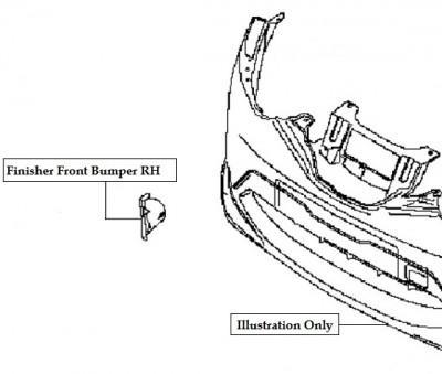 Nissan Qashqai (J11E) Finisher Front Bumper, Chrome RH