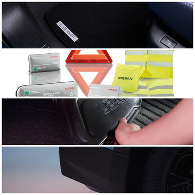 Genuine Nissan Leaf ZE2 Protection Pack - Luxury mats, reversible trunk liner, FF & RR mudguards & Nissan safety pack