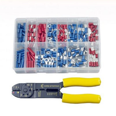 Insulated Terminals & Crimping Tool, Assorted Box - Red & Blue